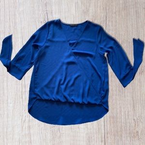 WEST KEI Tie Sleeve High Low Blouse